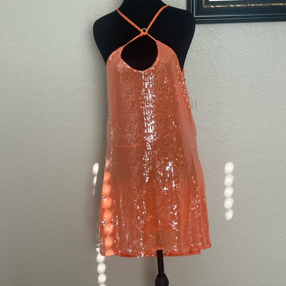 Peppermayo Shimmering Peach Sequin Dress - Picture 2 of 7
